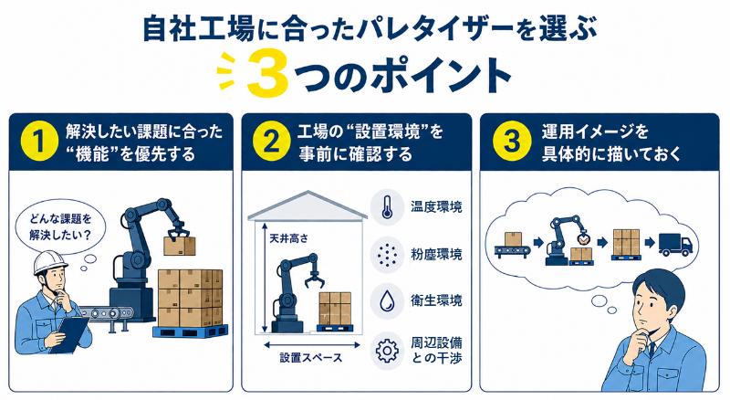 自社工場に合ったパレタイザーの選び方