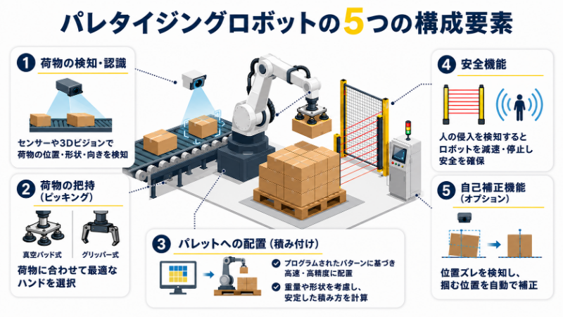 パレタイジングロボットの仕組みと構成要素