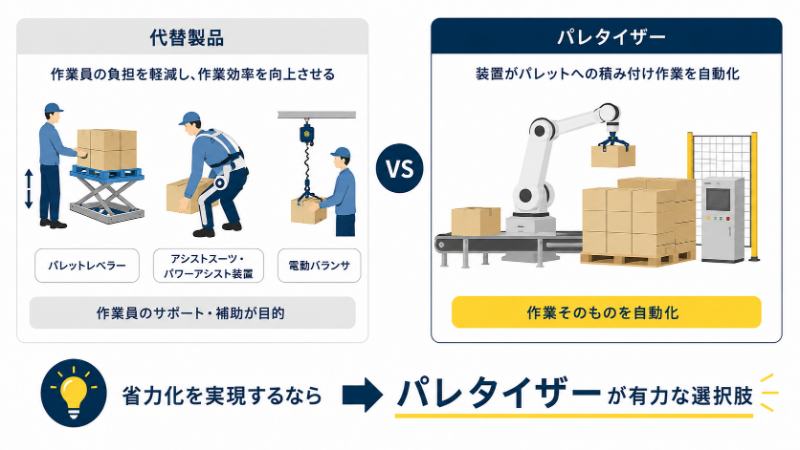 省力化を実現するならパレタイザーのほうが適している理由