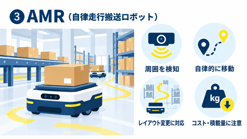 物流の省人化を叶えるロボット_AMR(自律走行搬送ロボット)
